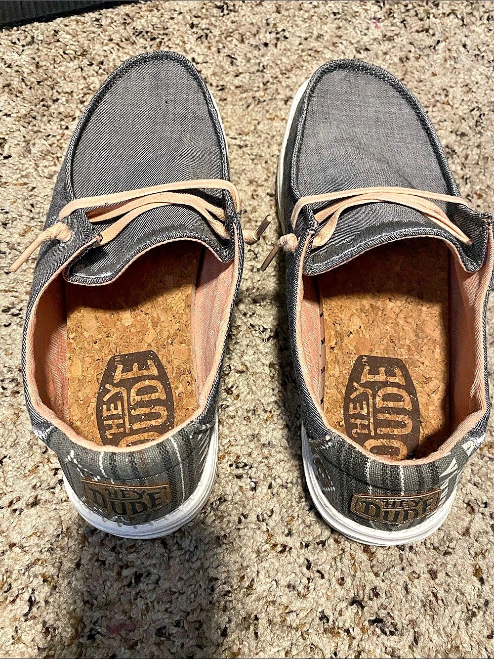 HEY DUDE Wendy Boho Striped Sneakers Gray & Pink US 8